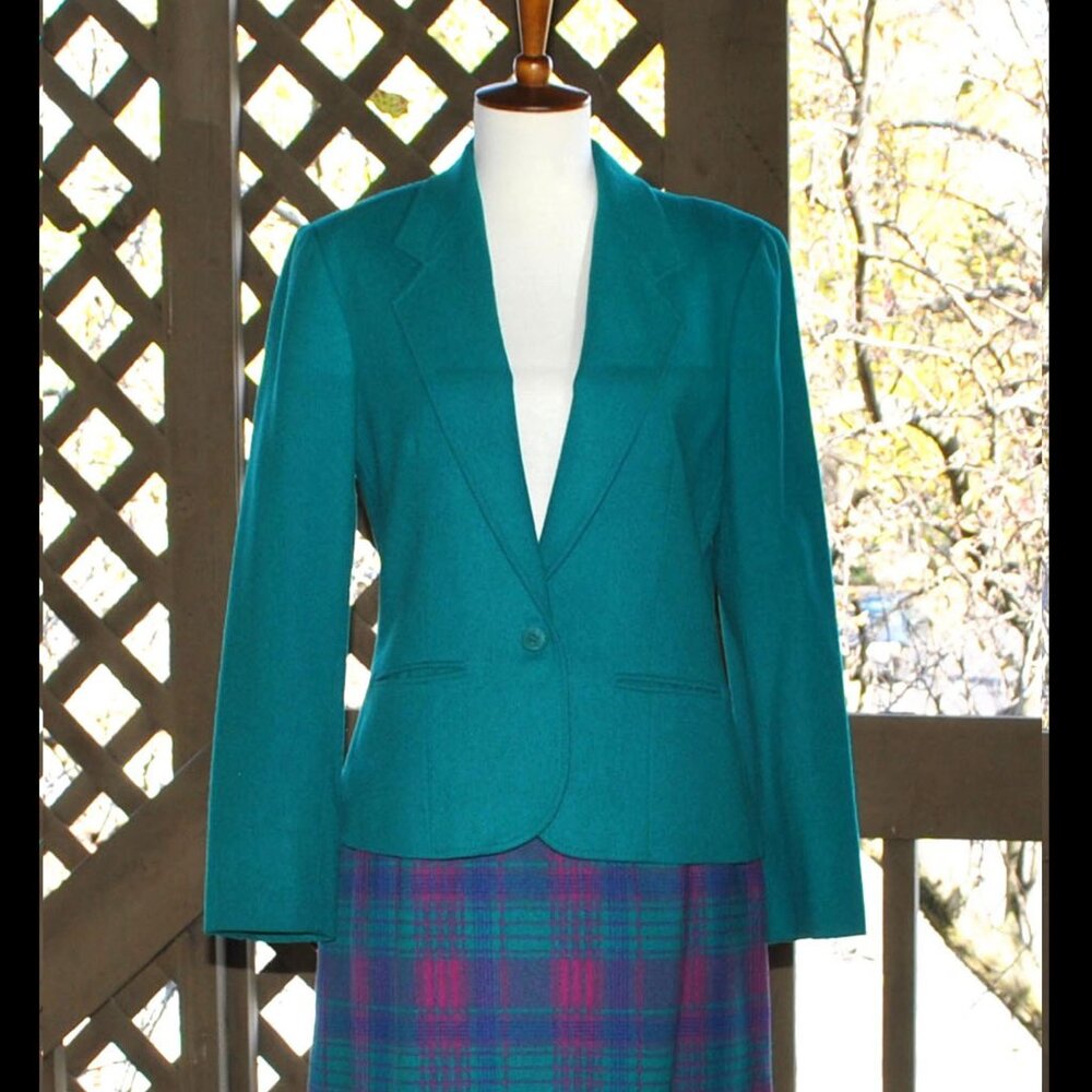 Pendleton Wool Blazer Women's Size 8 Preppy Retro Green Blazer